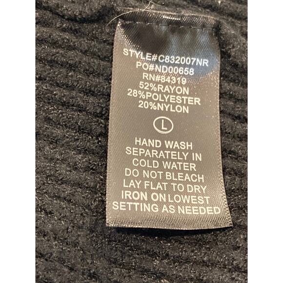 Devotion by Cyrus Ribbed Cowl/Mock Neck Pullover Sweater Sz Large in Black NWT - Picture 8 of 8